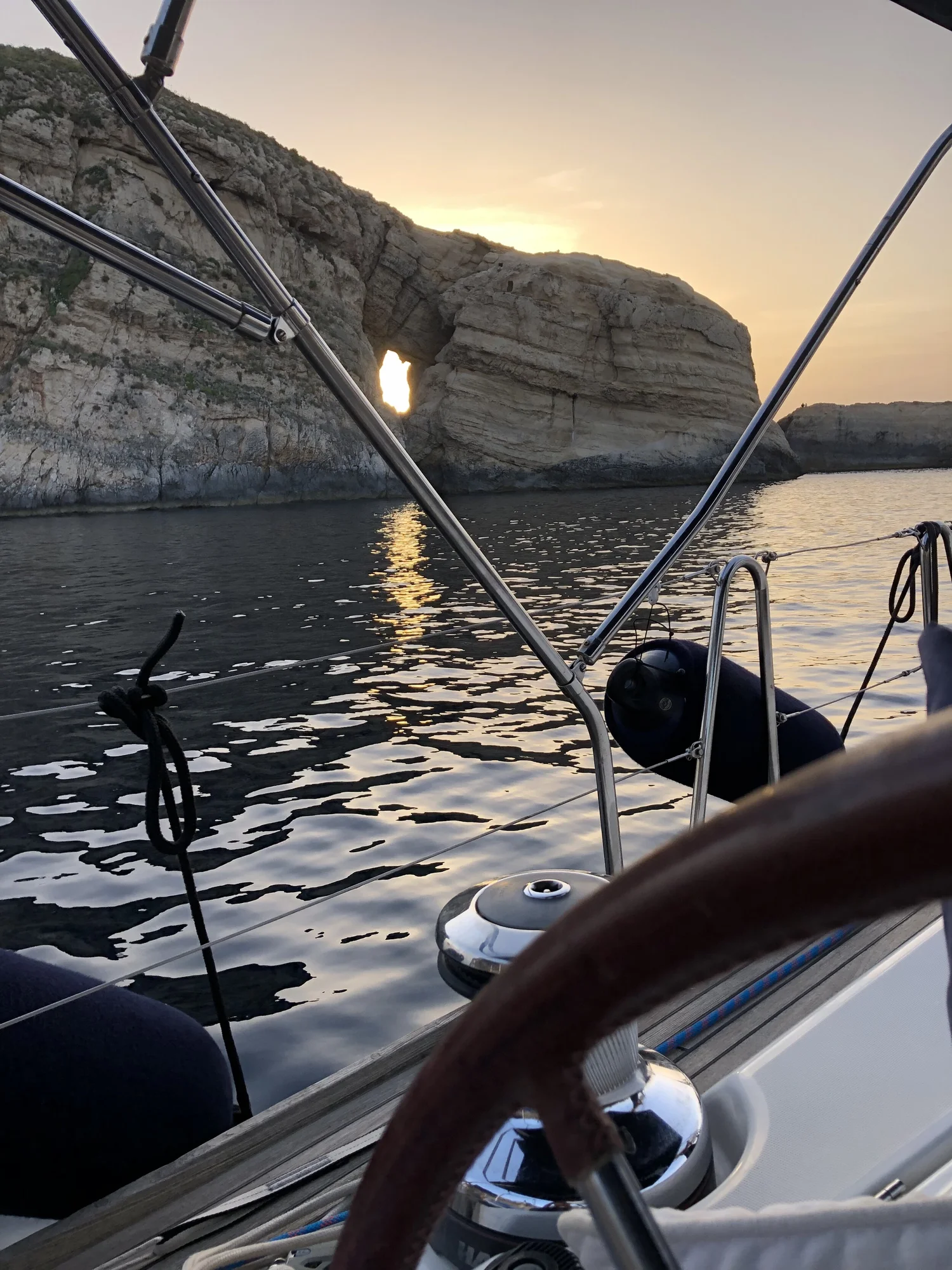 ACE under sail at golden hour off Malta
